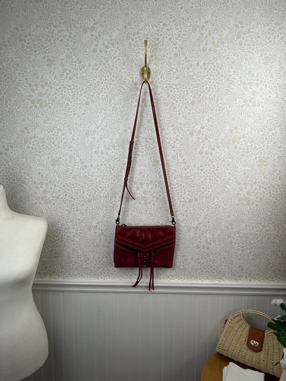 Botkier Trigger Maroon Leather Crossbody Purse Bag